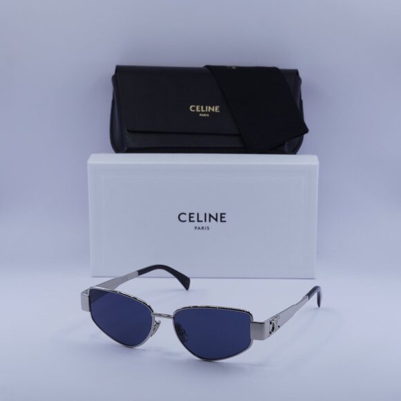 Celine CL40293U 16V Geometric Sunglasses - Palladium/Blue - Picture 5 of 11